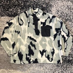 ASOS Olive Cream and Black Sherpa Pullover with Chest Pocket